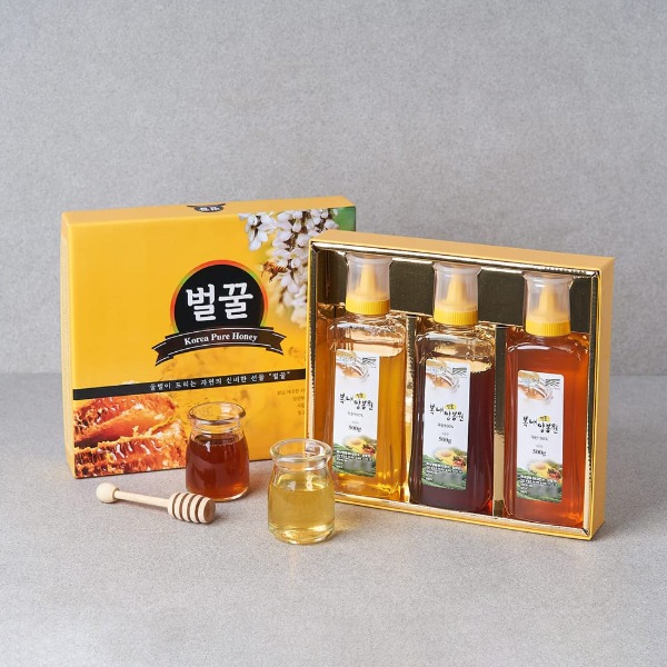 컨비니, [선물세트] 양봉 전문가의 아카시아/야생화/밤 꿀, 500g, 3통, 컨비니언